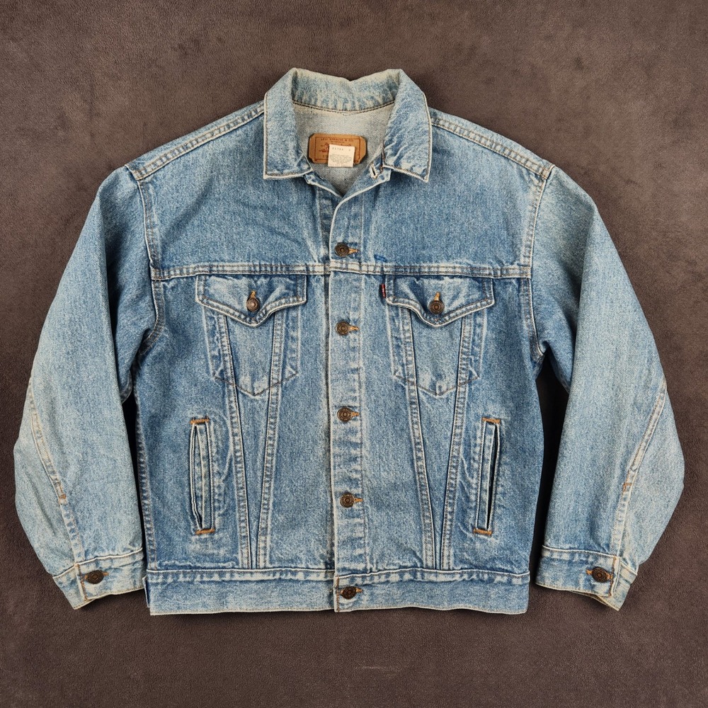 Vintage Levis Denim Trucker Jacket Womens Large Blue‎ 57508-0214 USA Made 80s